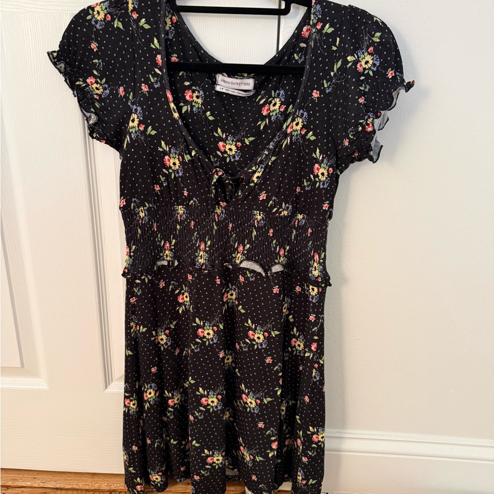 Urban Outfitters Black Floral Mini Dress